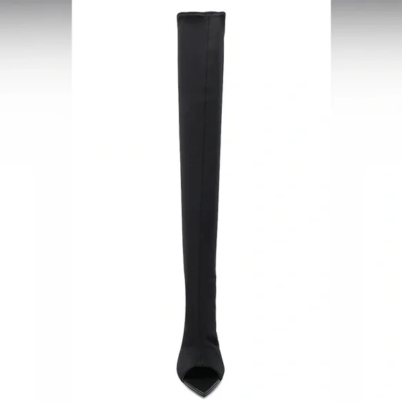 Gianvito Rossi Gotham Cuissard Peep Toe Thigh High Boots 🖤Black on black🖤 - Picture 3 of 15